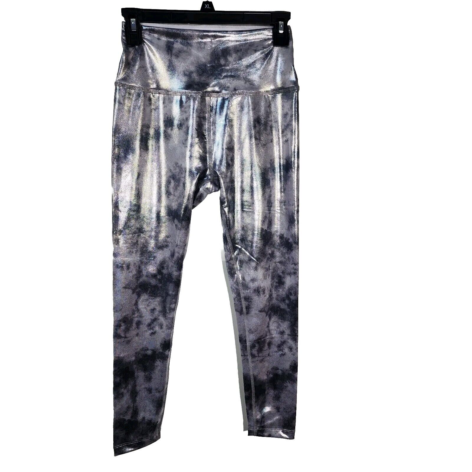 Beyond Yoga Womens High Waisted Midi Legging Size Small Gray Tie Dye Foil Shine
